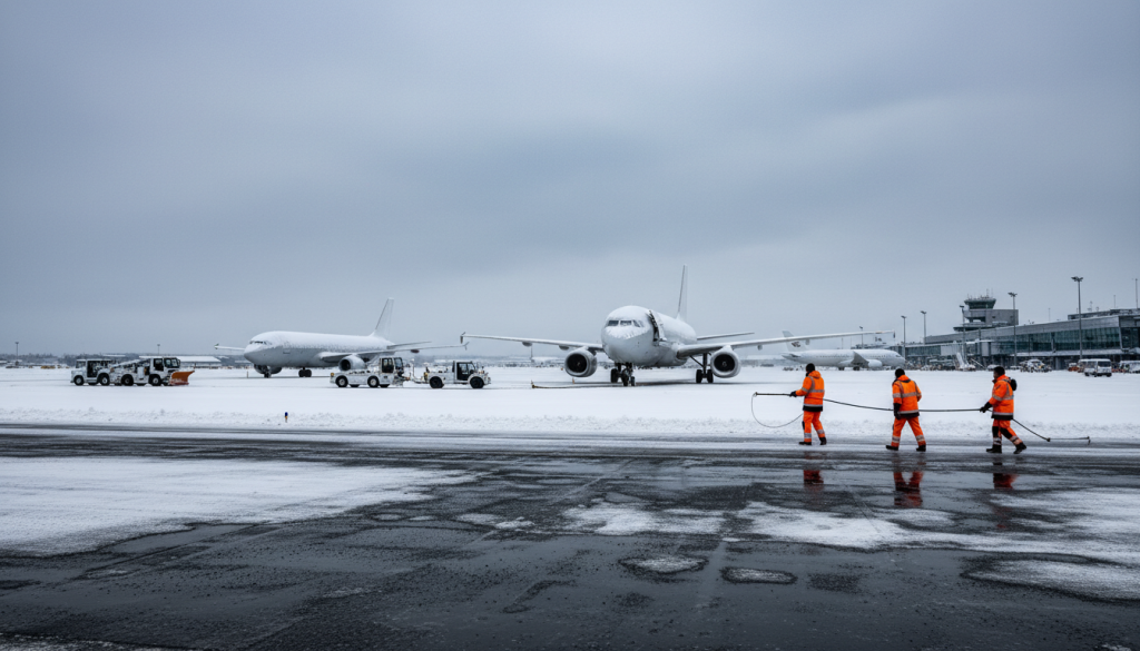 en raison des conditions météorologiques difficiles avec neige et verglas, l'aéroport de nantes suspend temporairement tous ses vols pour assurer la sécurité des passagers.