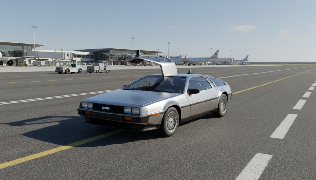 Une DeLorean en vedette sur le tarmac : la vidéo insolite de l&rsquo;aéroport de Lannion fait sensation