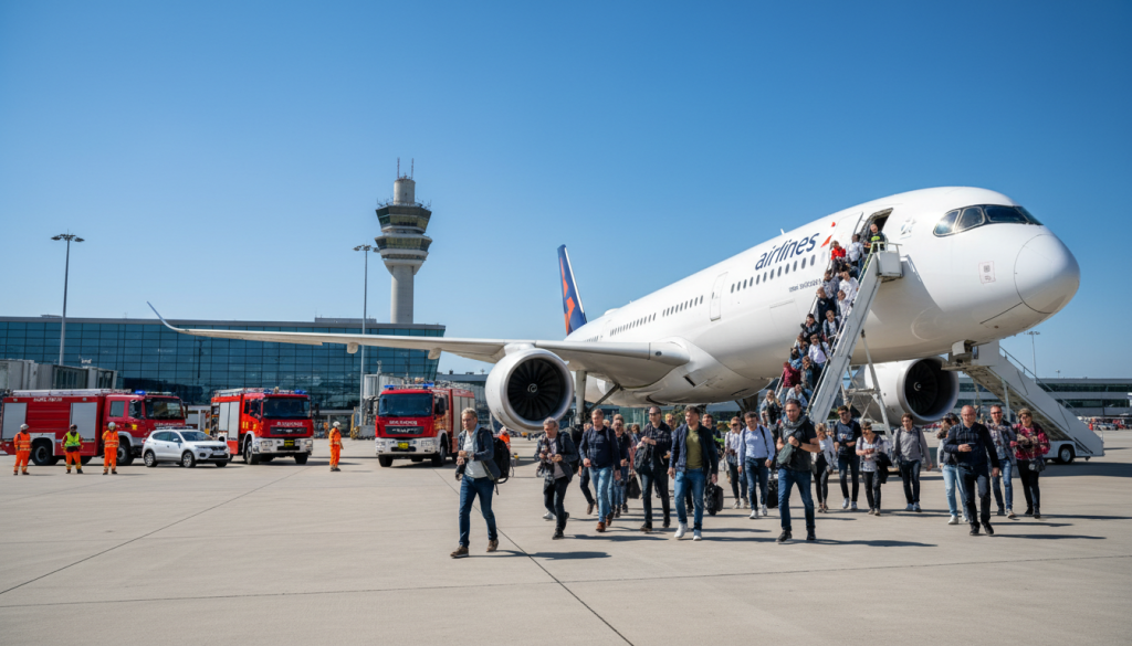 brussels airport a évacué en urgence 135 passagers d’un avion en belgique suite à un incident. découvrez les détails de l’opération et les mesures prises.