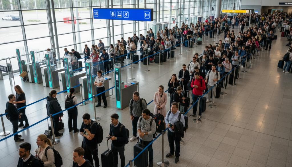 découvrez comment l'implantation d'un nouveau système de contrôle aux frontières à l'aéroport de genève engendre de longues files d'attente et perturbe le passage des voyageurs.