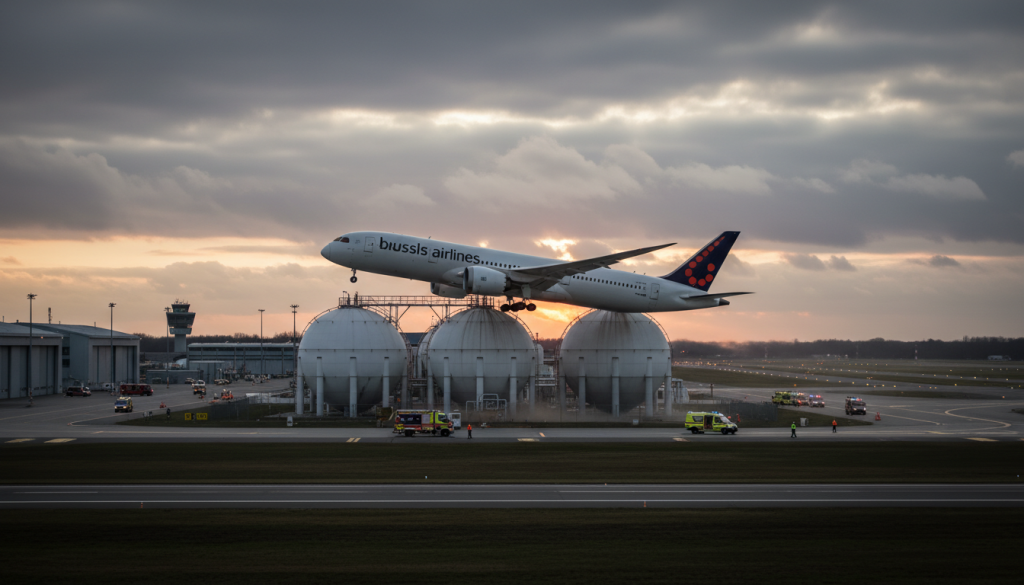 un incident préoccupant à brussels airport : un avion a dévié de sa trajectoire et s'est approché dangereusement des réservoirs de kérosène, suscitant de vives inquiétudes pour la sécurité.