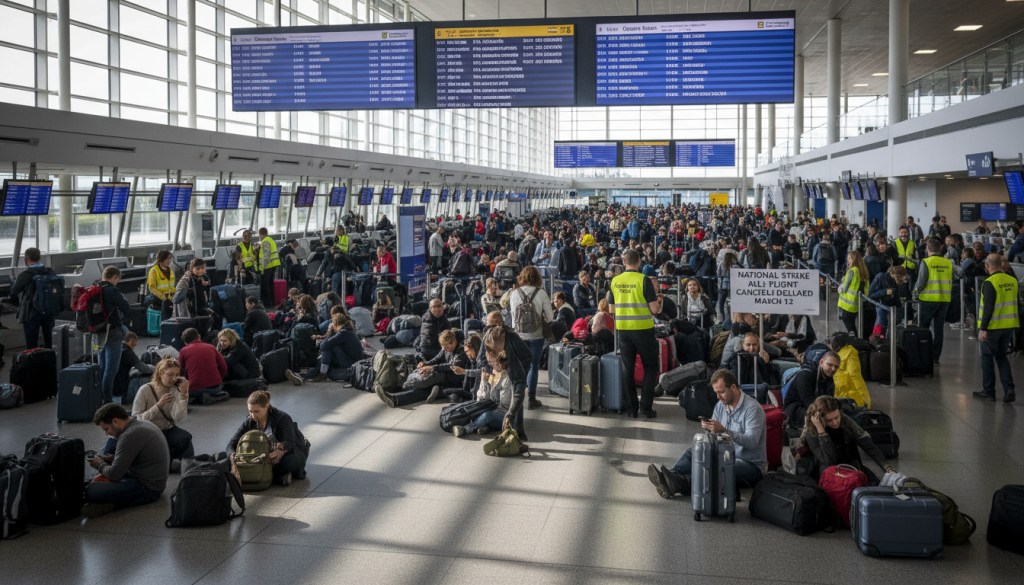 découvrez l'impact de la grève nationale du 12 mars à brussels : plus de 42 500 passagers concernés par les annulations de vols ce jeudi.