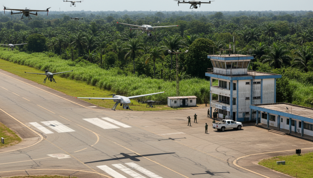 découvrez la situation critique à l'aéroport de kisangani dans le nord-est de la rdc, confronté à des menaces récurrentes provenant de drones, impactant la sécurité et les opérations aériennes.