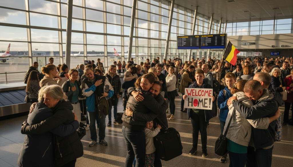 vivez un dimanche plein d'émotion à l'aéroport de bruxelles avec le retour tant attendu des belges rapatriés, un moment chargé de retrouvailles et d'espoir.