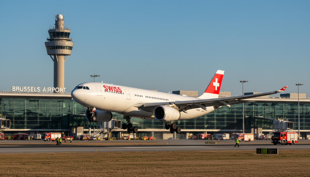 un avion suisse a effectué un atterrissage d'urgence à l'aéroport de bruxelles en raison d'une panne technique, assurant la sécurité des passagers.