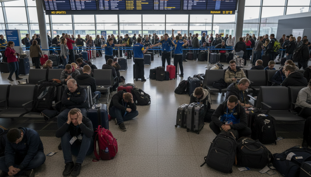 découvrez comment 230 passagers ryanair ont vécu 24 heures de chaos et d'attente à l'aéroport après l'annulation inexpliquée de leur vol.