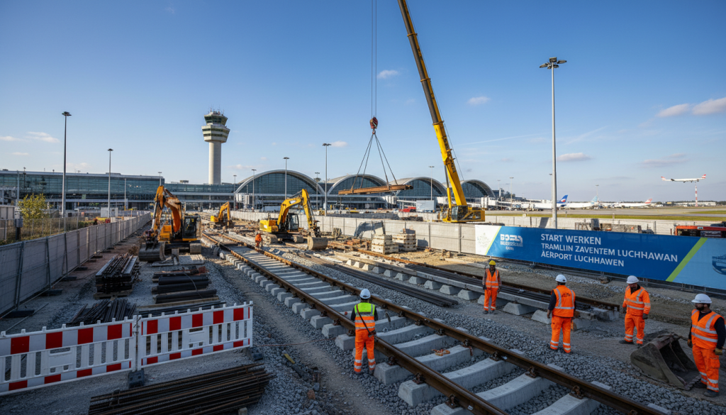 début des travaux pour la nouvelle ligne de tram reliant l'aéroport de zaventem, améliorant ainsi l'accessibilité et les transports en commun dans la région.