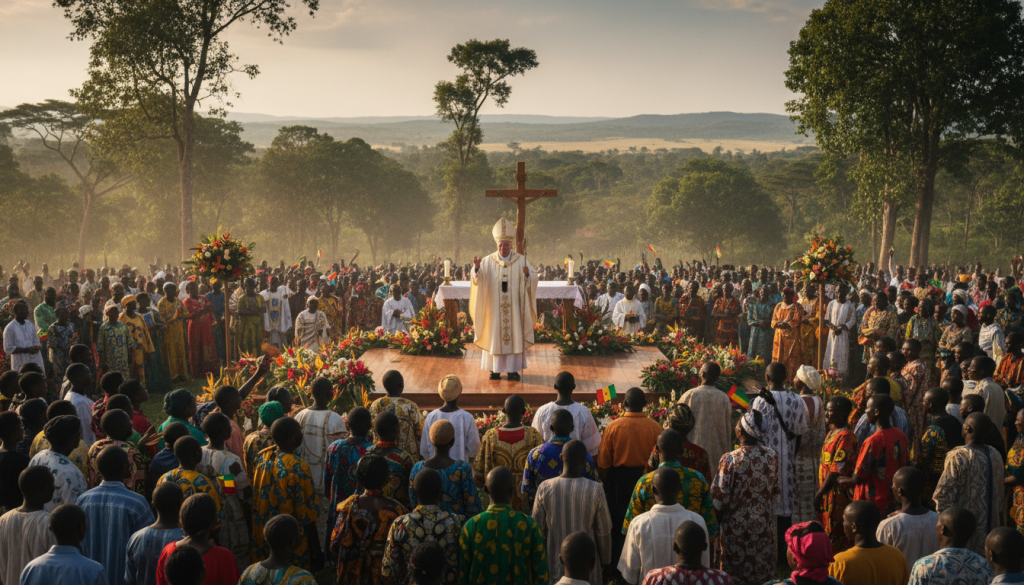 le pape léon xiv réunit 200 000 fidèles lors d'une messe émouvante au cameroun, marquant un moment fort avant de poursuivre son voyage pastoral en angola.
