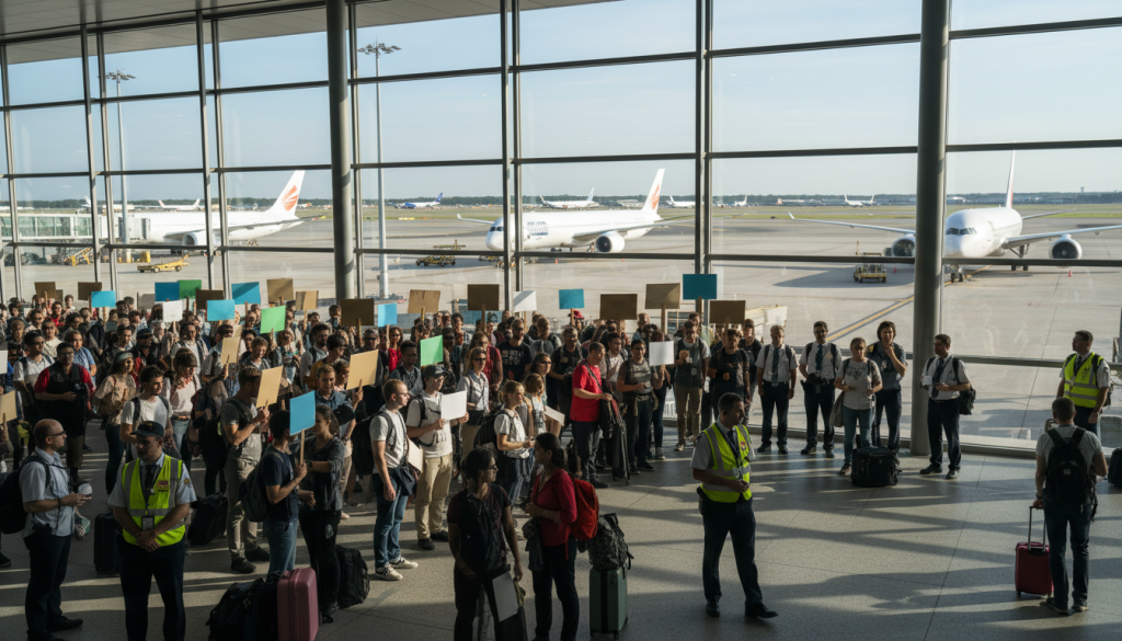 le 12 mai, une manifestation nationale aura lieu mais près de la moitié des vols prévus seront maintenus, assurant une continuité partielle du service aérien malgré le mouvement social.
