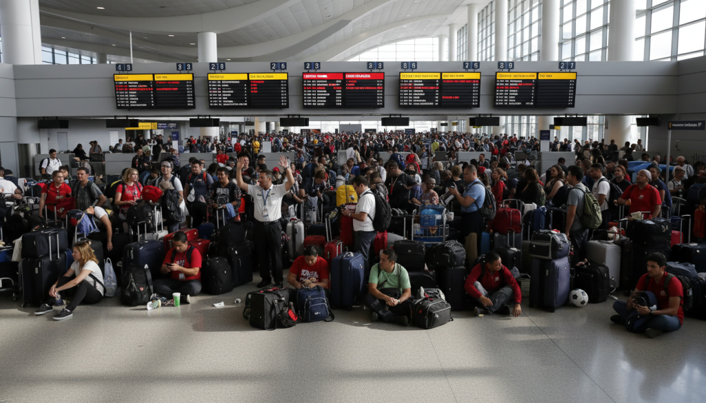 découvrez les perturbations majeures à l'aéroport de los angeles alors que la foule et les retards s'intensifient avant le début très attendu du mondial.