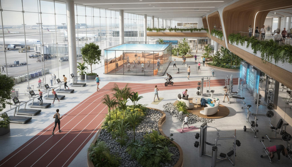 découvrez le nouveau complexe fitness de 3 250 m² dans un aéroport, une alternative innovante à la salle de sport traditionnelle, spécialement conçu pour les voyageurs en quête de bien-être.