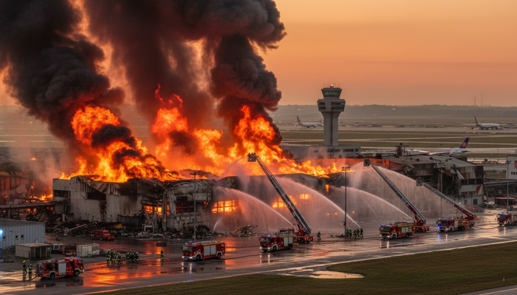 un incendie spectaculaire détruit une usine près de l'aéroport charles-de-gaulle à roissy, mobilisant d'importants moyens de secours et perturbant les environs.
