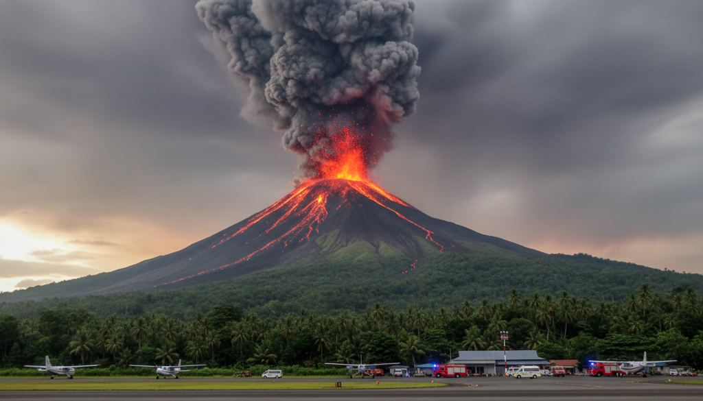 Indonésie : le volcan de l&rsquo;île de Florès entre en éruption, entraînant la fermeture temporaire d&rsquo;un aéroport local