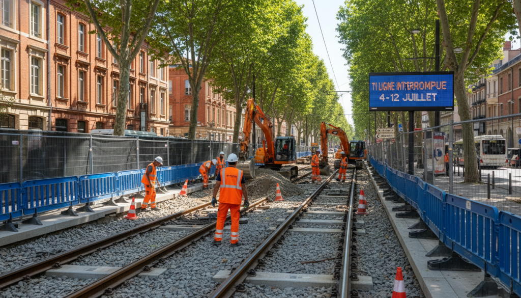 Préparatifs pour la nouvelle ligne Aéroport à Toulouse : neuf jours d’interruption du tram T1 cet été à partir du 4…