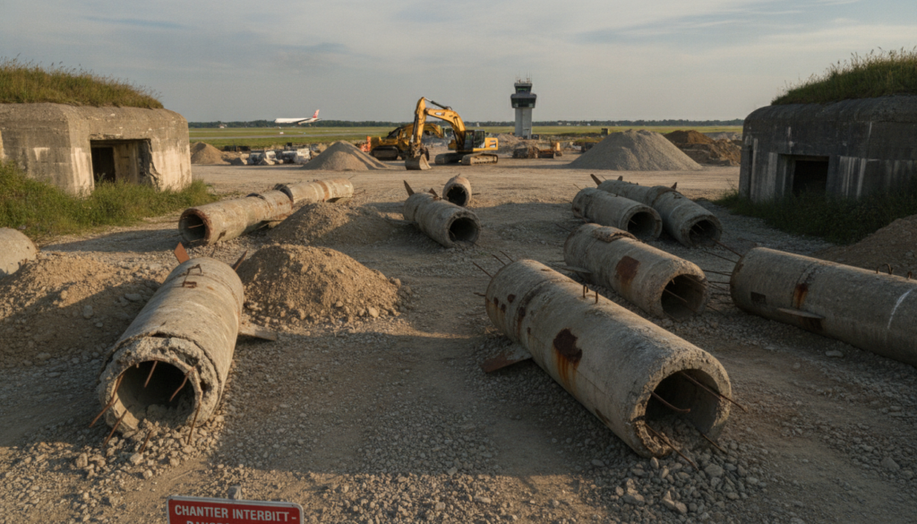 Découverte de 75 bombes d’entraînement lors d’un chantier à proximité de l’aéroport de Caen