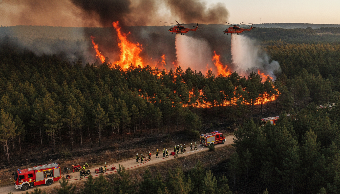 en gironde, les feux diminuent légèrement, mais les pompiers restent vigilants face au risque de reprises pour assurer la sécurité de la région.