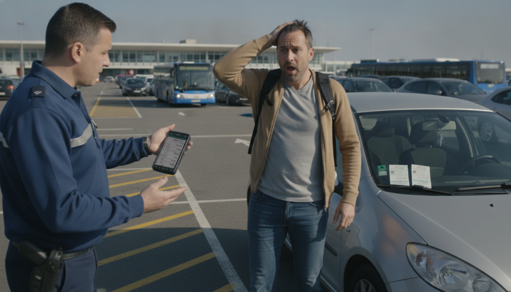 un fraudeur au parking de l’aéroport de nantes se fait attraper à cause de ses nombreuses contraventions accumulées.