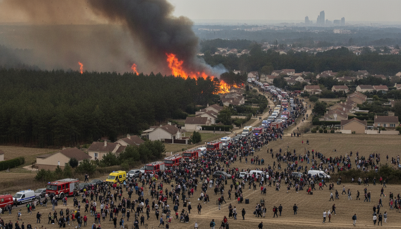plus de 325 000 personnes évacuées en france et en espagne face aux incendies dévastateurs, avec une menace sérieuse sur la métropole bordelaise située à seulement 15 km des flammes.