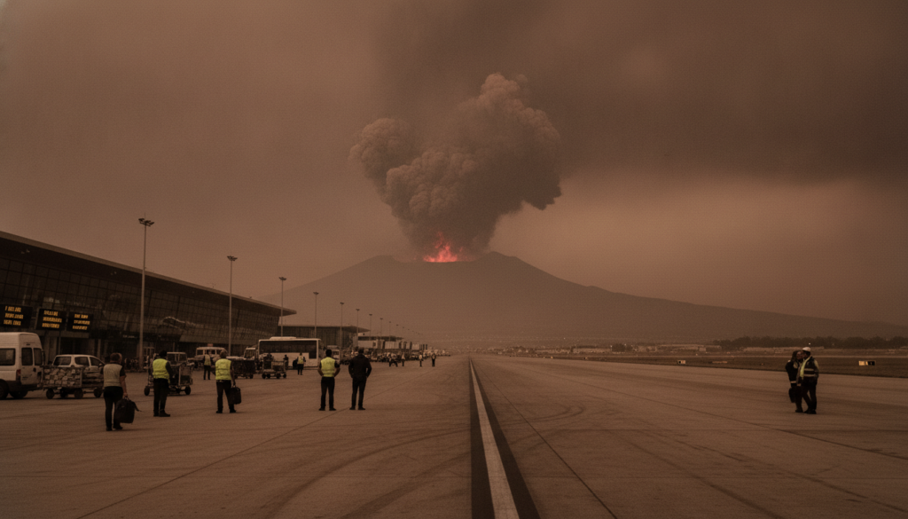 Vols à l&rsquo;aéroport de Catane interrompus suite à l&rsquo;activité volcanique du mont Etna