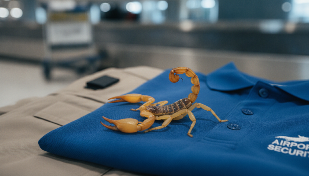 une touriste française a été victime d'une piqûre d'un scorpion hautement venimeux à l'aéroport de düsseldorf en allemagne, suscitant une alerte sanitaire sur place.