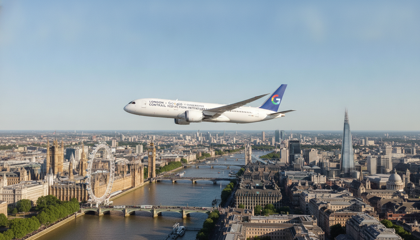 londres et google collaborent pour tester des solutions innovantes visant à réduire les traînées de condensation des avions, contribuant ainsi à la lutte contre le changement climatique.