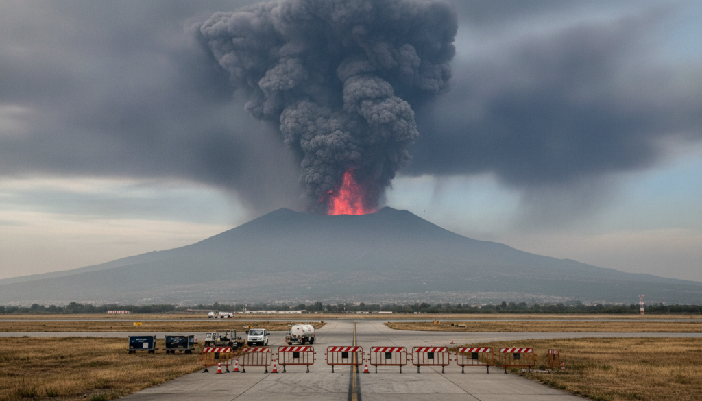 l’éruption de l’etna provoque l’extension de la fermeture de l’aéroport de catane jusqu’à samedi au minimum, impactant les vols et les déplacements dans la région.