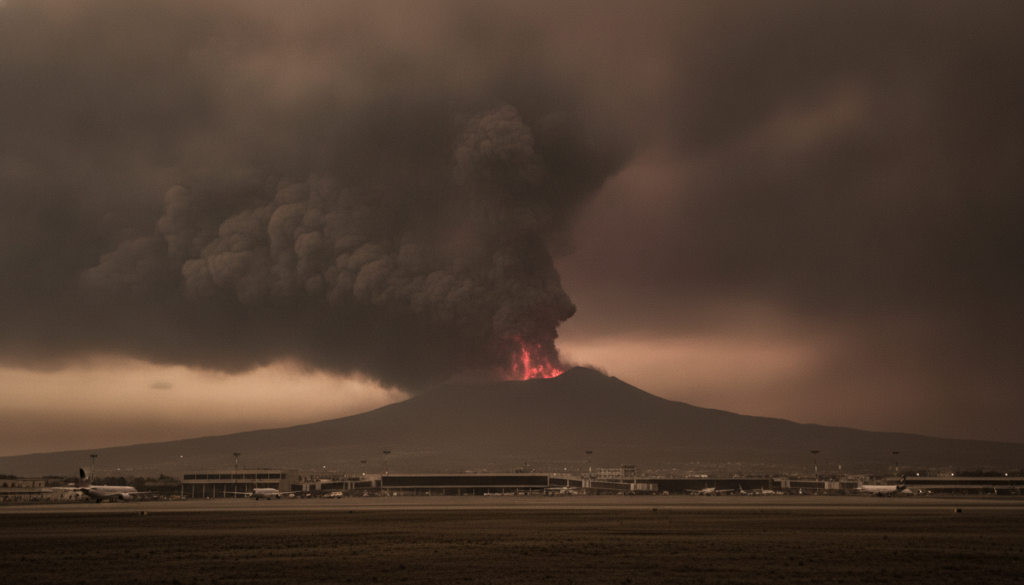 l'aéroport de catane est fermé jusqu'à samedi en raison des cendres volcaniques projetées par l'etna, interrompant les vols et affectant les déplacements.