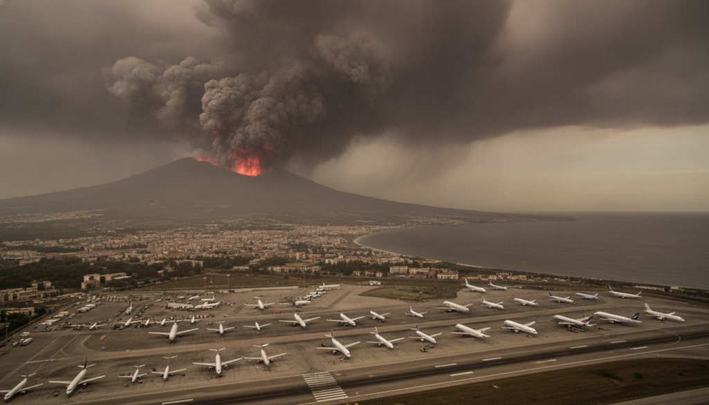 l'éruption de l'etna entraîne la prolongation de la fermeture de l'aéroport de catane, impactant les vols et les déplacements dans la région.