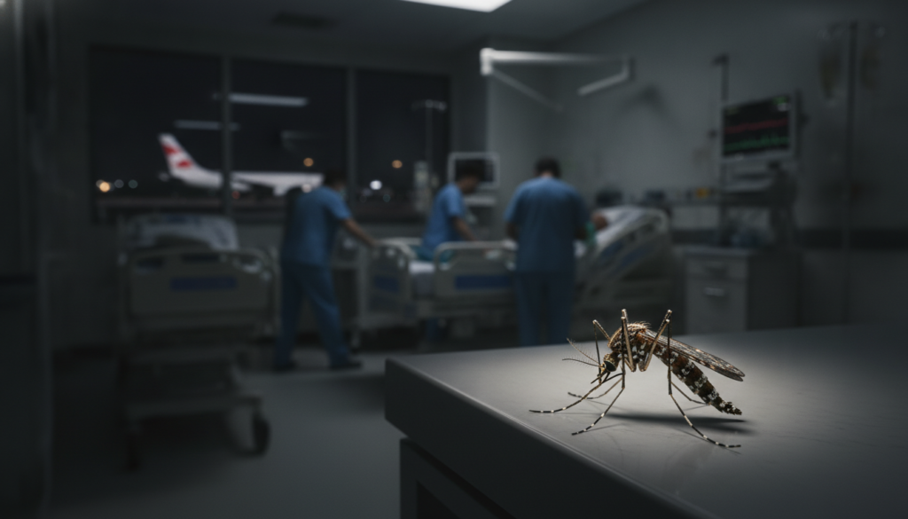 découvrez comment un moustique transporté par avion a provoqué deux décès et l'hospitalisation de quatre personnes, illustrant le phénomène rare du « paludisme d’aéroport ».