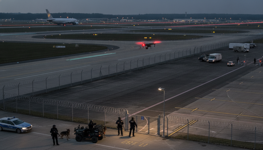 une attaque par drone explosif a visé l'aéroport de leipzig, suscitant des soupçons à berlin d'une possible implication d'un agent russe du renseignement.