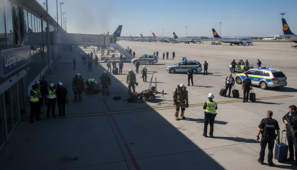 incidents sécuritaires à l’aéroport de leipzig : londres rappelle son chargé d’affaires russe suite à un drone explosif, intensifiant les tensions diplomatiques.