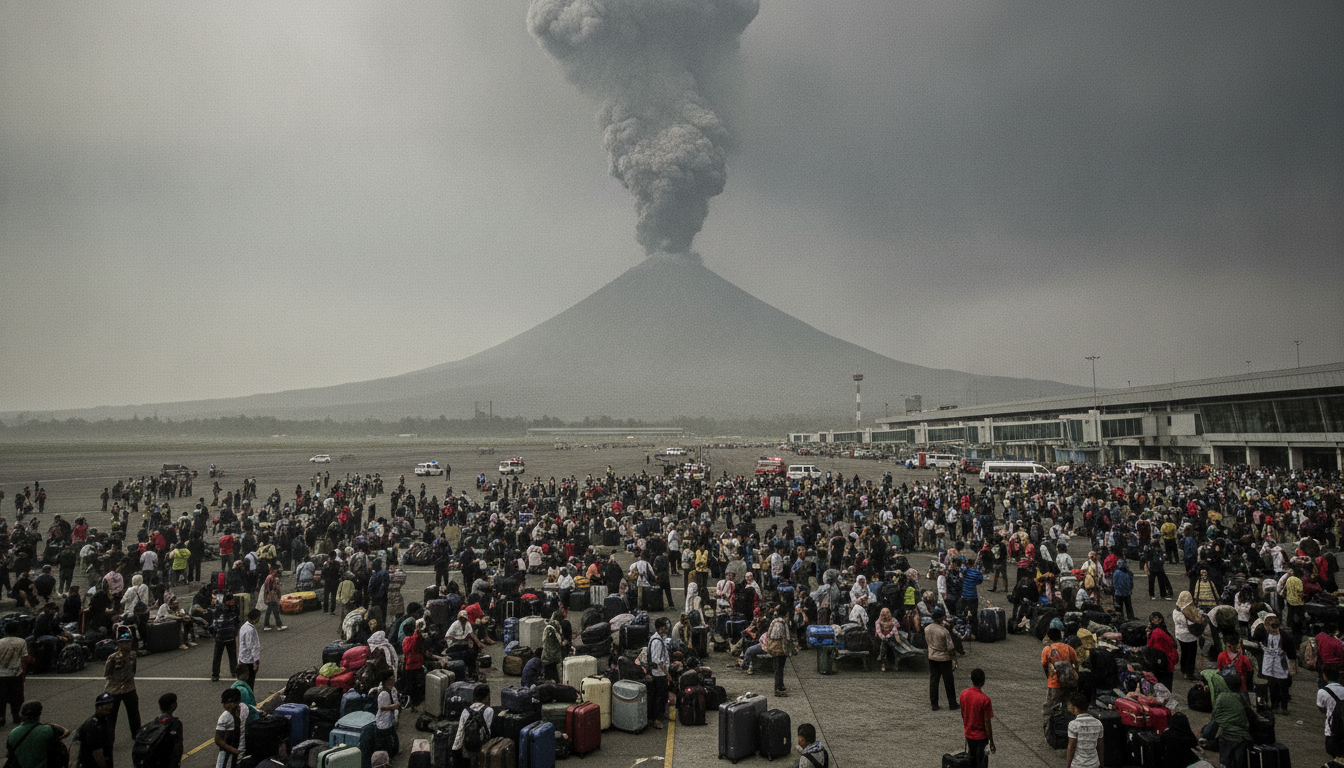 une éruption volcanique en indonésie perturbe fortement les déplacements, paralysant des dizaines de milliers de voyageurs et provoquant des perturbations majeures dans la région.