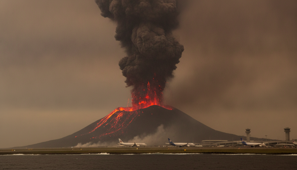l'éruption du volcan anak krakatoa en indonésie entraîne la fermeture de 8 aéroports, perturbant les déplacements de 170 000 voyageurs et causant d'importantes interruptions dans la région.