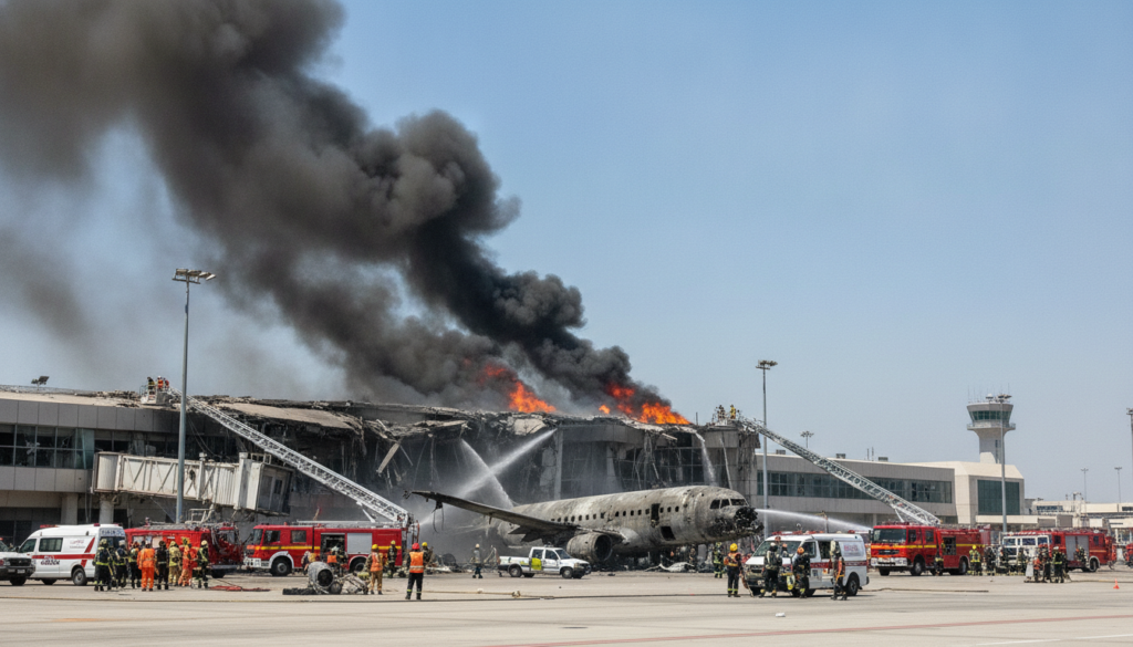 les rebelles houthis du yémen revendiquent une attaque contre l'aéroport de riyad en arabie saoudite, intensifiant les tensions régionales.