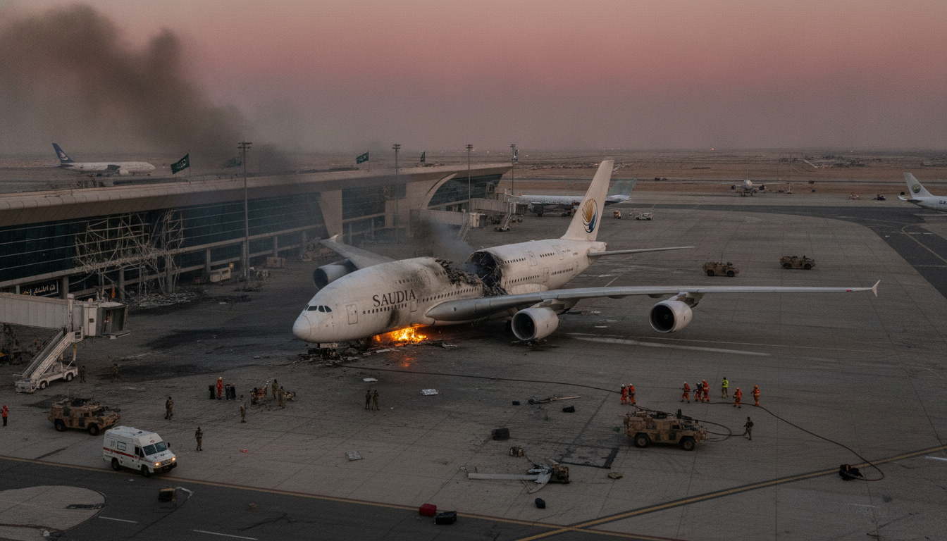 une attaque houthiste frappe l'aéroport de riyad, causant la mort de trois citoyens saoudiens lors des frappes du jeudi, suscitant une escalade des tensions dans la région.