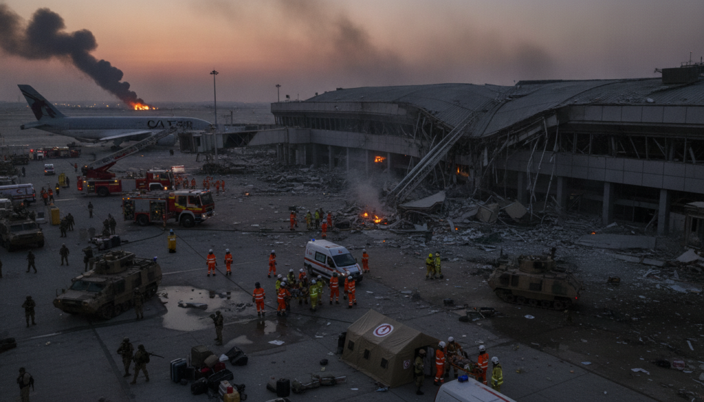 découvrez les détails de l'attaque meurtrière contre l'aéroport, faisant au moins 12 morts et plus de 300 blessés, avec un retour complet sur cette grave escalade.