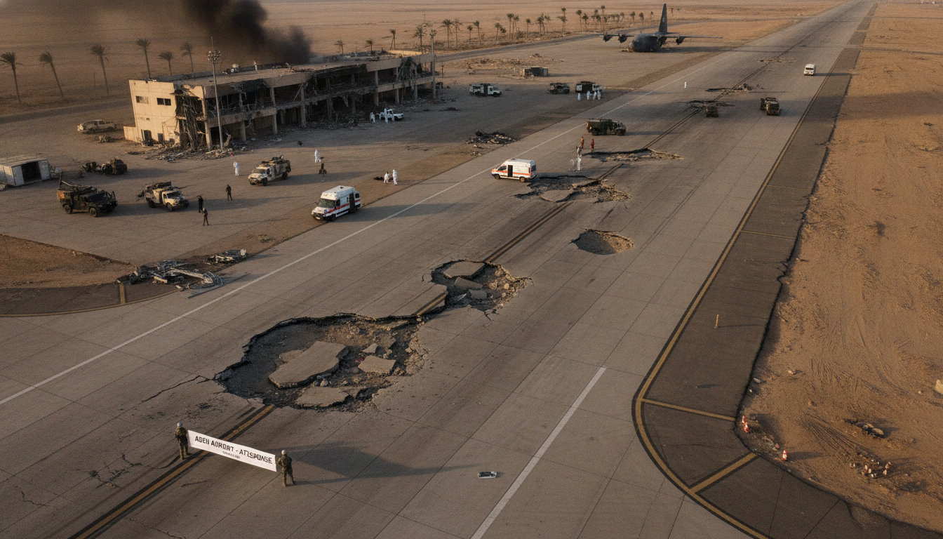 une puissante explosion frappe l'aéroport d'aden au yémen, alors que les houthis revendiquent une attaque ciblée contre une installation saoudienne, intensifiant les tensions dans la région.