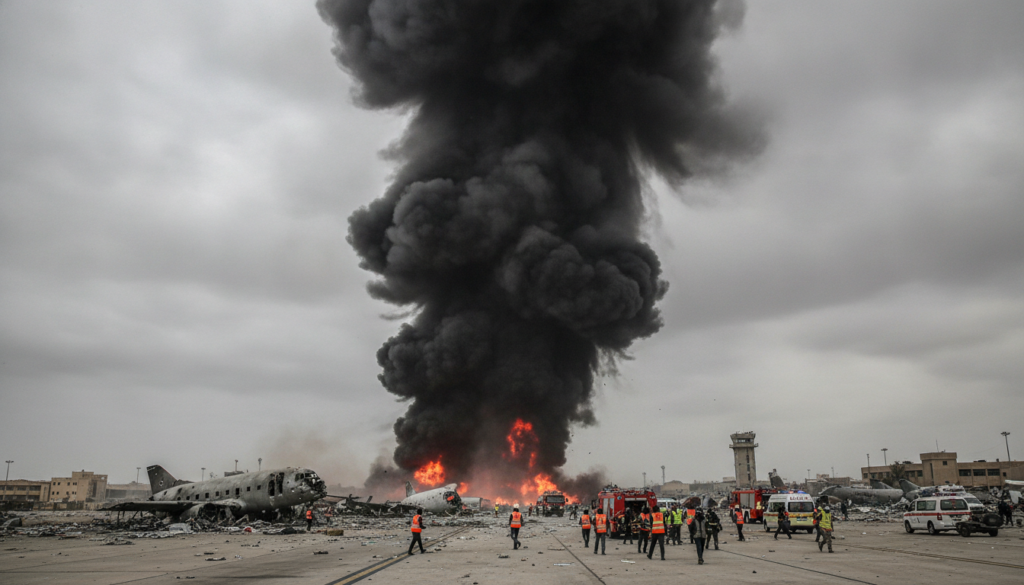 une puissante explosion a secoué l'aéroport d'aden au yémen, tandis que les houthis revendiquent une frappe ciblant une installation saoudienne, intensifiant les tensions dans la région.