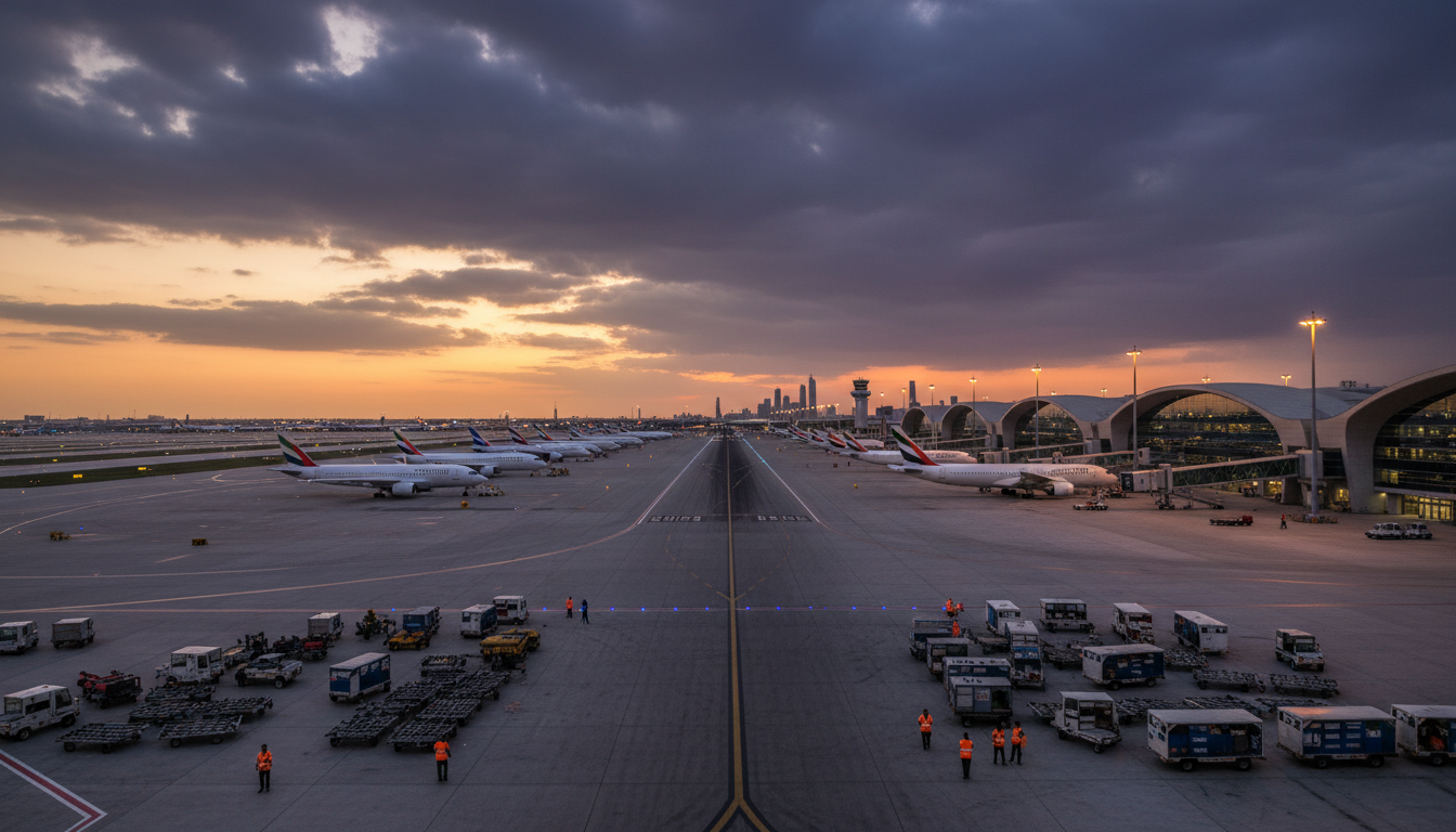 découvrez les images spectaculaires de la suspension temporaire du trafic à l'aéroport de dubaï, un événement exceptionnel qui perturbe les vols et impressionne par son ampleur.